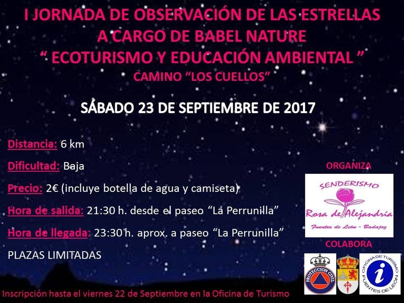 I Jornada de Observación de las Estrellas Ecoturismo y Educación Ambiental en Fuentes de León