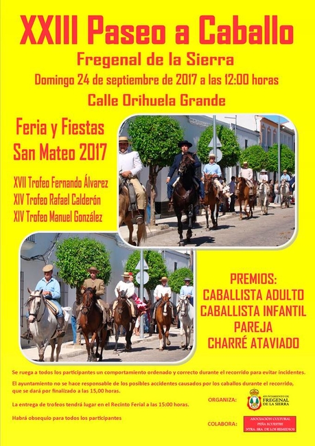 Fregenal de la Sierra celebrará su XXIII Paseo de Caballo durante la Feria y Fiestas de San Mateo 