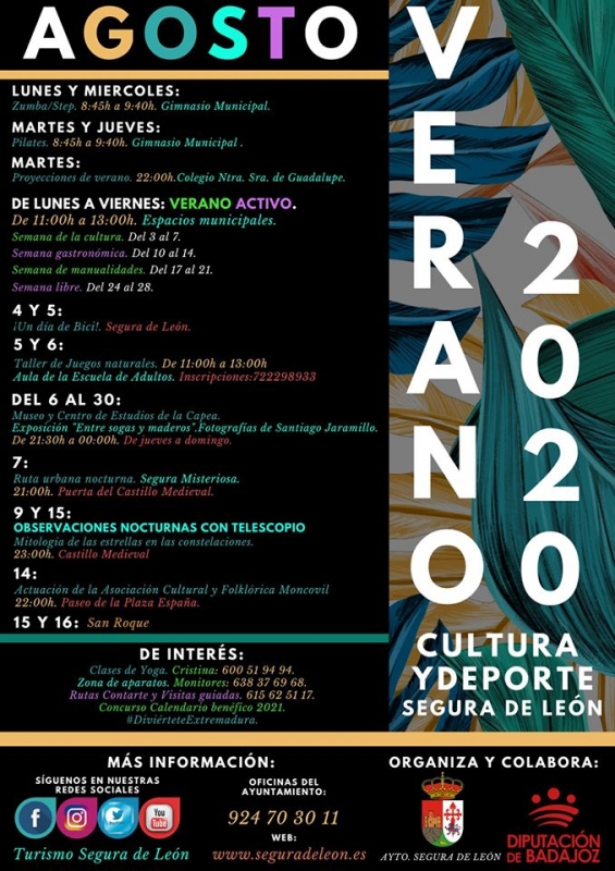Segura de León presenta su programa de actividades y eventos del mes de agosto