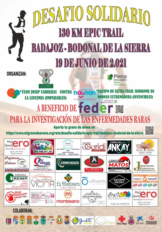 Desafío solidario Epic Trail Badajoz - Bodonal de la Sierra para conseguir fondos para la investigación en favor de las Enfermedades Raras