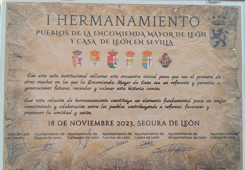 Celebrado el primer acto de hermanamiento entre los pueblos de la Encomienda Mayor de León y la Casa de León en Sevilla