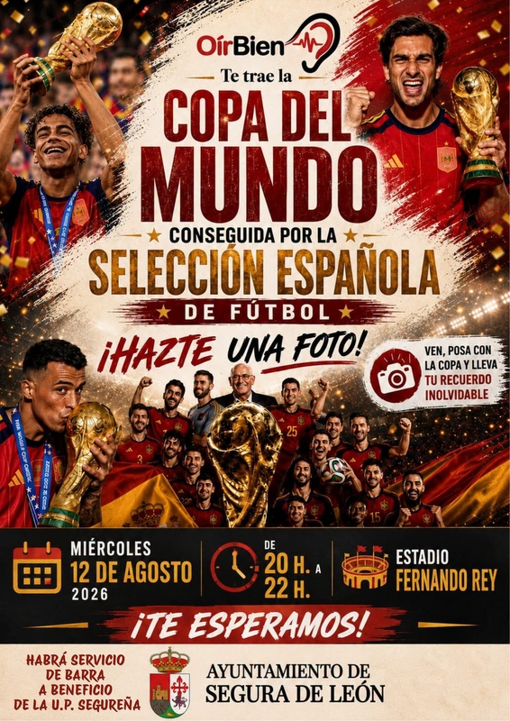 Segura de León recibirá la Copa del Mundo conquistada por la Selección Española de Fútbol