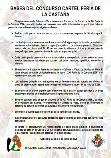 CONCURSO DE CARTEL – XXI FERIA DE LA CASTAÑA 2026 CABEZA LA VACA