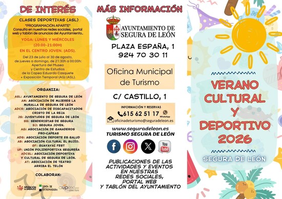 PROGRAMACIÓN VERANO CULTURAL Y DEPORTIVO EN SEGURA DE LEÓN