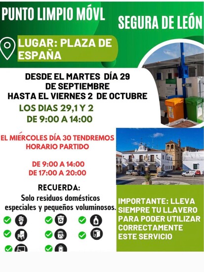 Punto Limpio Móvil en Segura de León