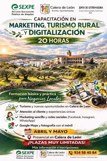 CURSO `MARKETING, TURISMO RURAL Y DIGITALIZACIÓN´ EN CALERA DE LEÓN