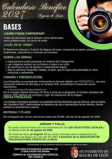 Calendario Benéfico 2027 de Segura de León