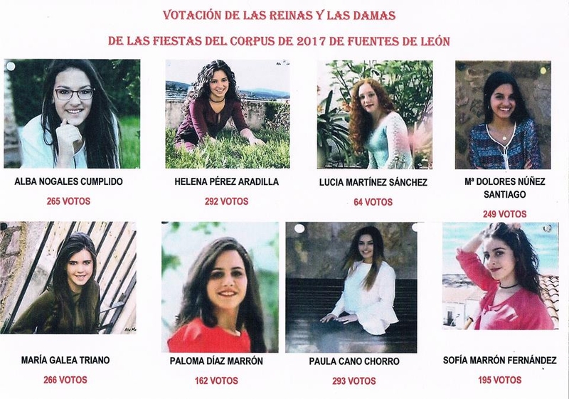 Conocidas la Reina y Damas del Corpus 2017 en Fuentes de León