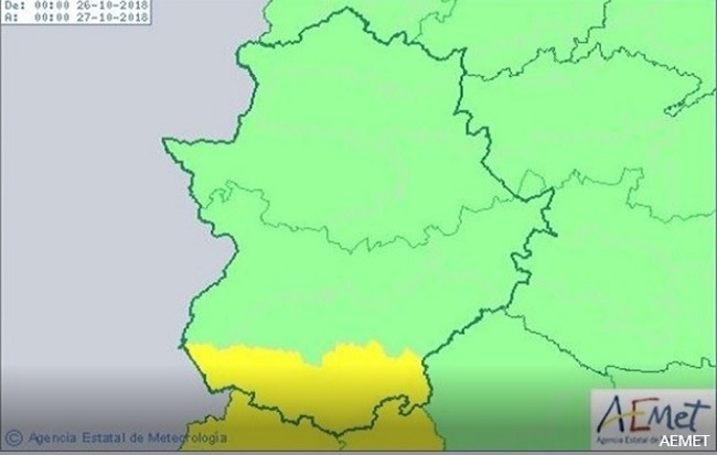 Activada la alerta amarilla por lluvias en la Comarca de Tentudía y todo el sur de Badajoz