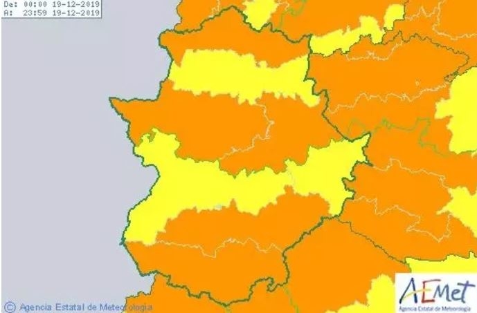 El 112 activará este jueves en la comarca de Tentudía la alerta naranja por vientos y amarilla por lluvias