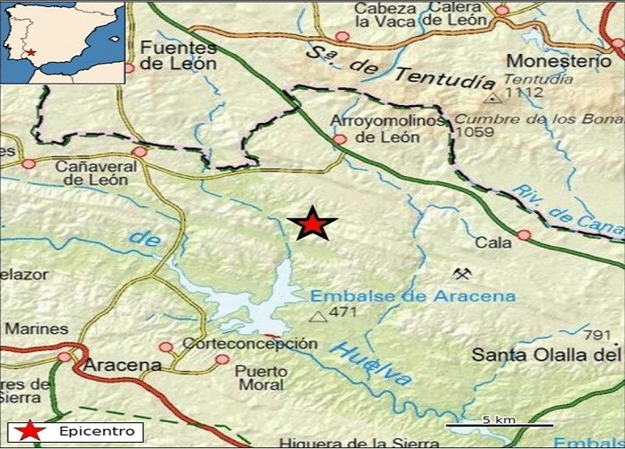 Sentido en la comarca de Tentudía un terremoto con epicentro en Arroyomolinos de León esta noche
