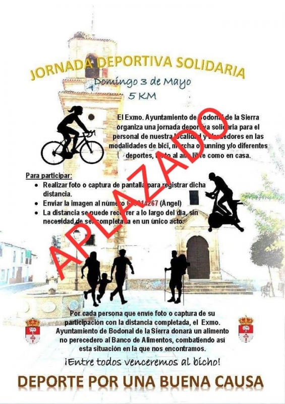 Aplazada la Jornada Deportiva Solidaria convocada para el domingo en Bodonal
