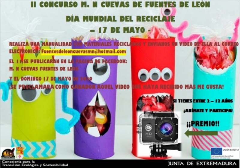 Abiertas las votaciones del concurso M. N. Cuevas de Fuentes de León de manualidades con materiales reciclados