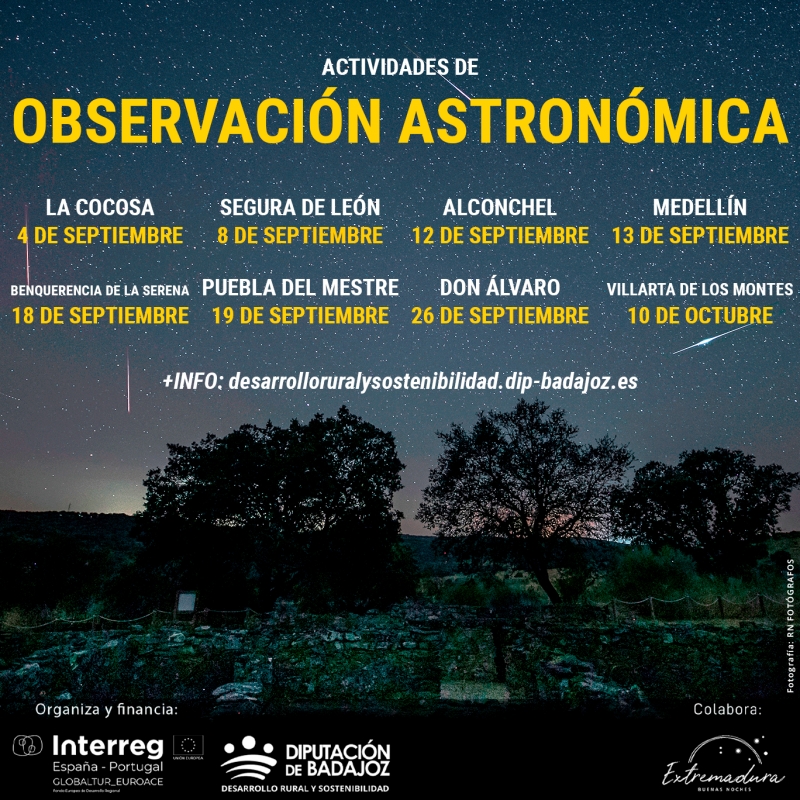 Segura de León será una de las sedes de las Jornadas de Observación Astronómica organizadas por la Diputación de Badajoz