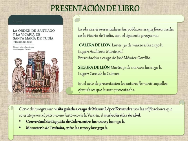 Presentación del libro ''La Orden de Santiago y la Vicaría de Santa María de Tudía''