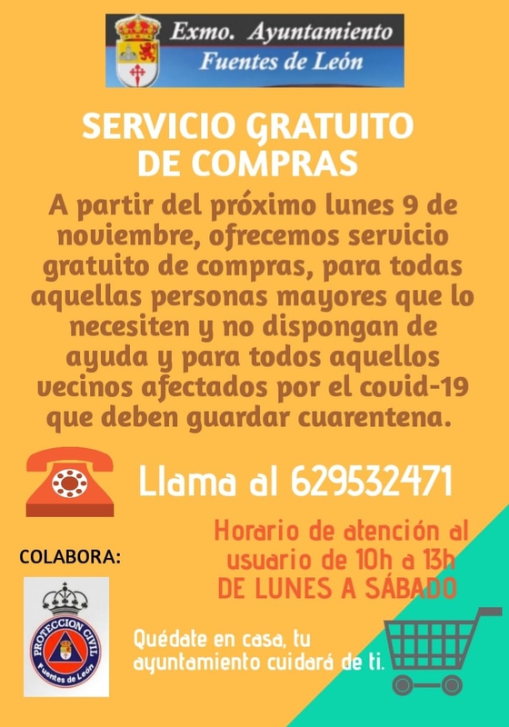 Se pone en marcha de nuevo en Fuentes de León el servicio gratuito de compras para quienes lo necesiten