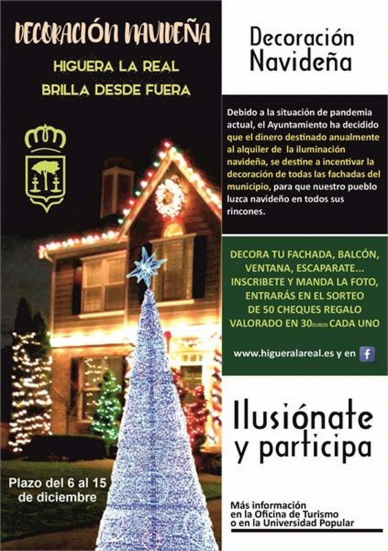 La iniciativa de Decoración Navideña en Higuera la Real repartirá 50 cheques regalo valorados en 30 euros entre sus vecinos