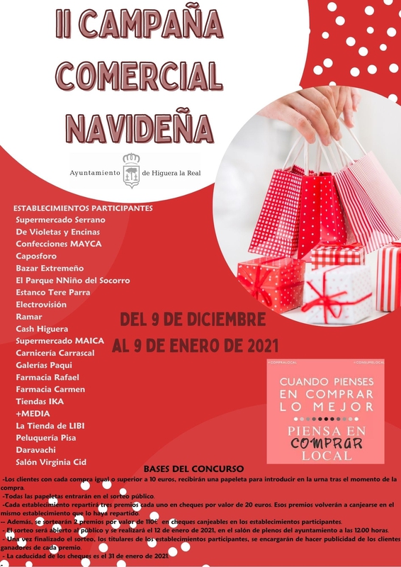 El Ayuntamiento de Higuera la Real realiza por segunda vez la Campaña Comercial Navideña para promover e incentivar el comercio local