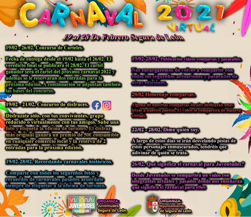 Segura de León celebra su Carnaval Virtual durante los últimos 10 días de febrero