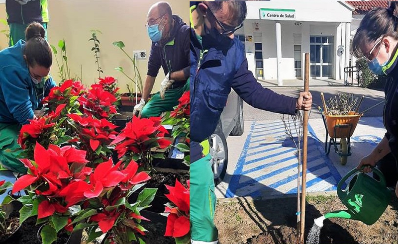 El proyecto formativo Aguablanca embellece y restaura parques y jardines de Monesterio