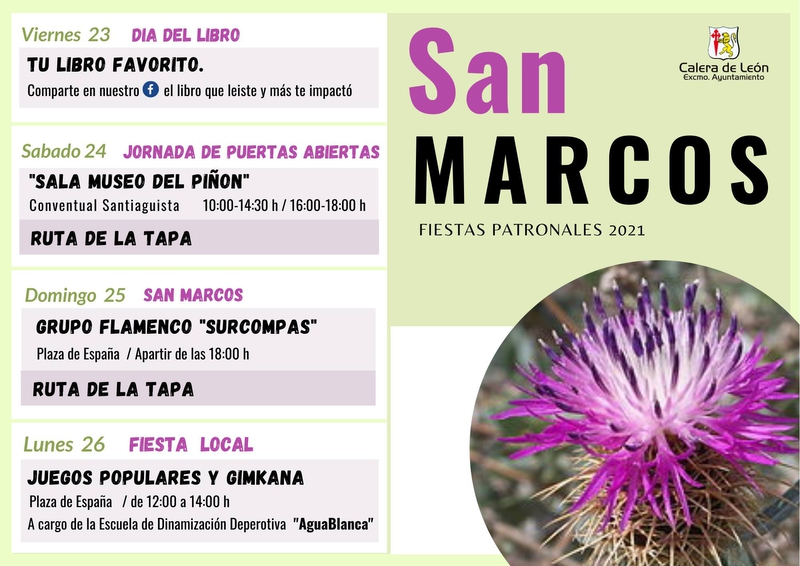 Calera de León celebra este próximo fin de semana sus Fiestas Patronales de San Marcos