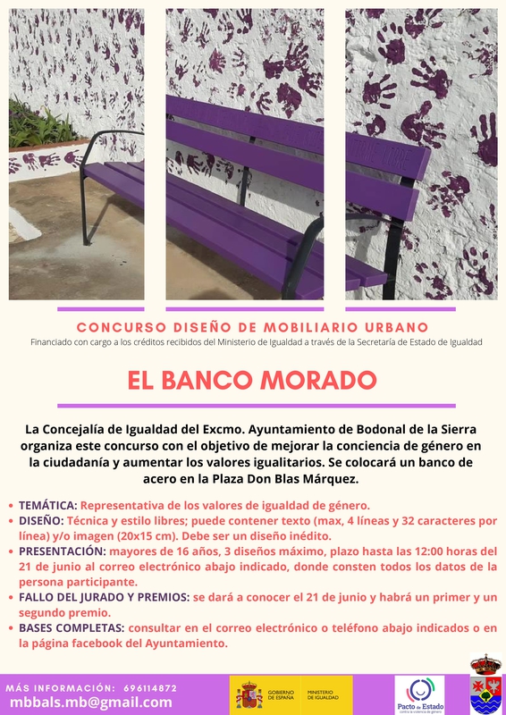 Concurso de diseño de mobiliario urbano `El Banco Morado en Bodonal de la Sierra