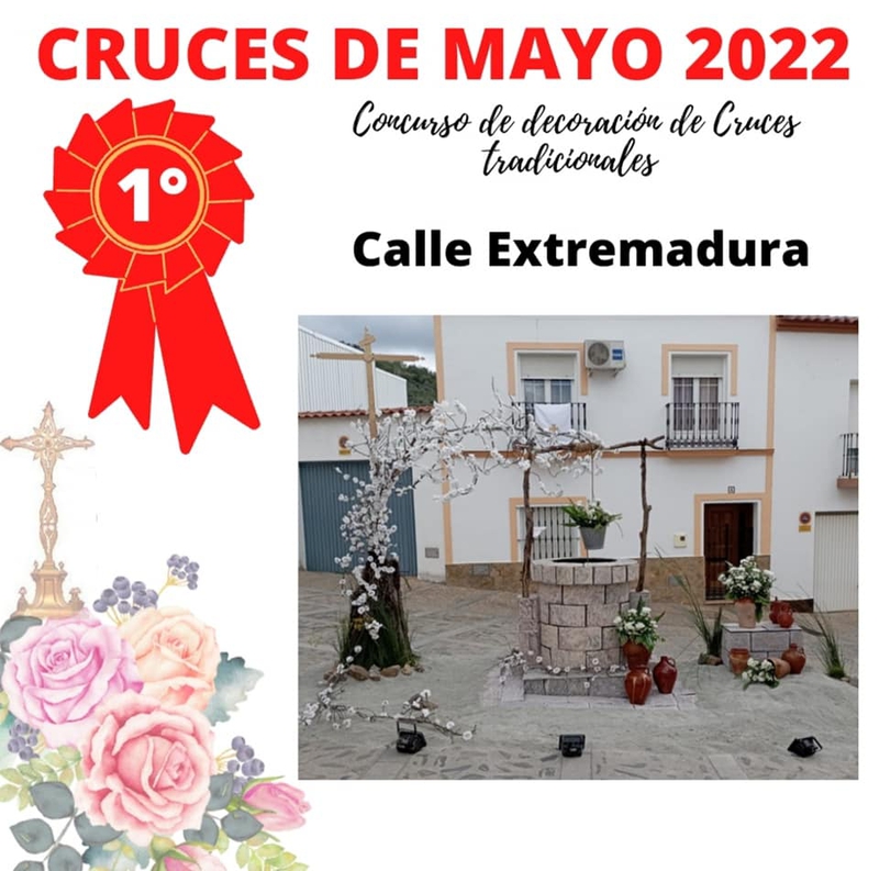 La Calle Extremadura de Cabeza la Vaca ganadora del concurso de decoracin de Cruces Tradicionales