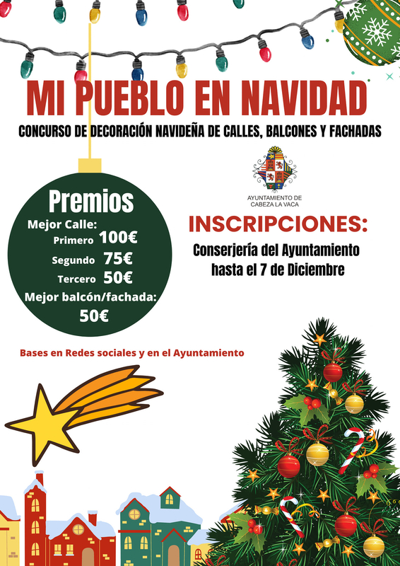 Convocado el concurso de decoración navideña `Mi pueblo en Navidad en Cabeza la Vaca