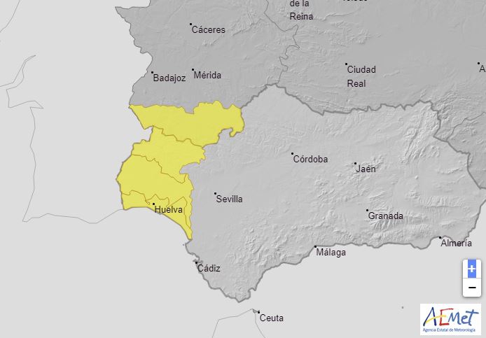 El sur de Badajoz en alerta amarilla por lluvias desde este miércoles a las 21.00h
