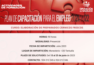 Va a dar comienzo la accin formativa gratuita Elaboracin de Productos Crnicos Frescos en Monesterio