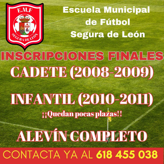 Inscripciones finales para la nueva Escuela Municipal de Fútbol de Segura de León