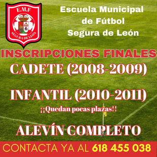 Inscripciones finales para la nueva Escuela Municipal de Ftbol de Segura de Len