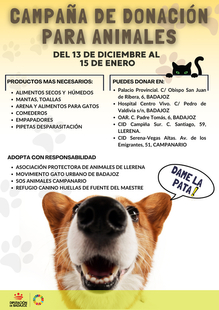 La Diputación de Badajoz lanza de nuevo la Campaña de Donación para Animales