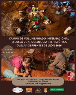 El Campo de Voluntariado `Escuela de Arqueología Prehistórica Cuevas de Fuentes de León´ será del 20 de julio al 3 de agosto