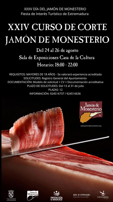 Monesterio abre las inscripciones para el XXIV Curso de Corte de Jamón que se celebrará en agosto