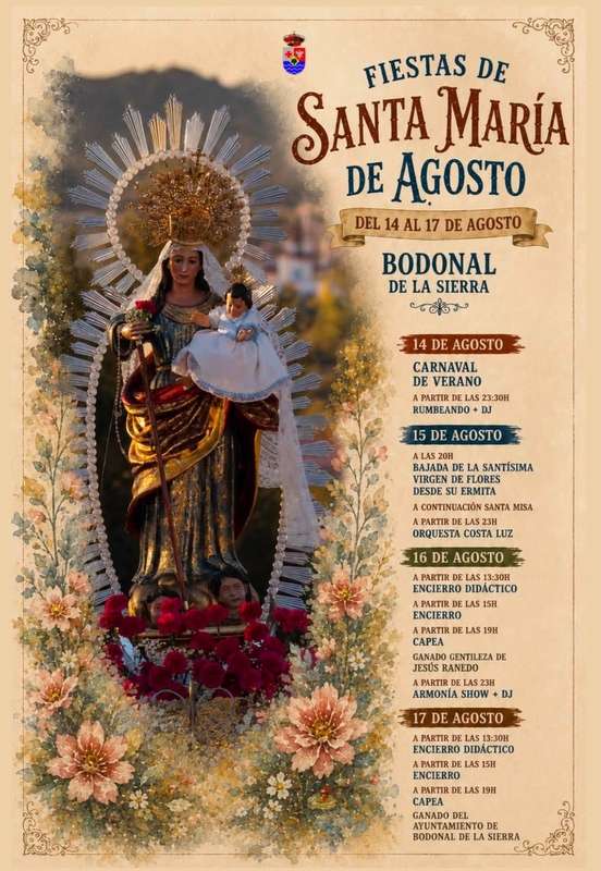 Bodonal de la Sierra se prepara para vivir sus Fiestas de Santa María de Agosto del 14 al 17 de agosto