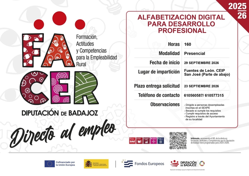 Ampliado hasta el 23 de septiembre el plazo para inscribirse en el curso gratuito de alfabetización digital en Fuentes de León