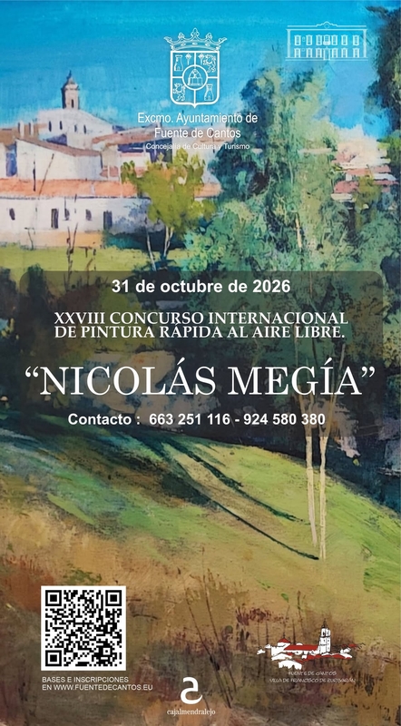 Fuente de Cantos convertirá sus calles en un museo al aire libre con el XXVIII Concurso Internacional de Pintura Rápida `Nicolás Megía´